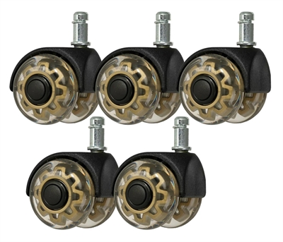 DOBBELT SKAMMELHJUL AF GUMMI MED 7 ABEC-LEJER SÆT AF 5 STK