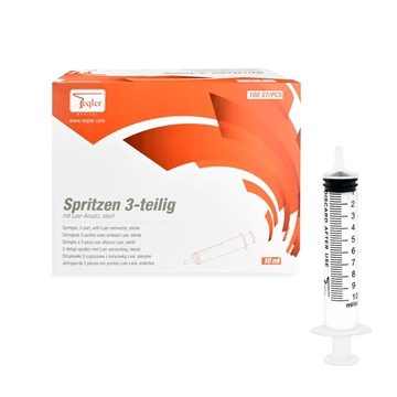 TEQLER STERIL SPRØJTER MED LUER-SPIDS 10 ML 100 STK