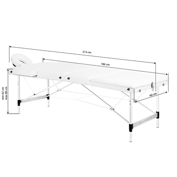 BALANCE 3 SEGMENTET FOLDBAR MASSAGEBRIKS I ALUMINIUM HVID