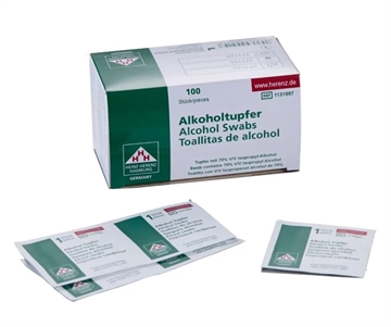 HEINZ HERENZ SWABS 3X3CM 70% IOPROPYL ALCOHOL 100 STK