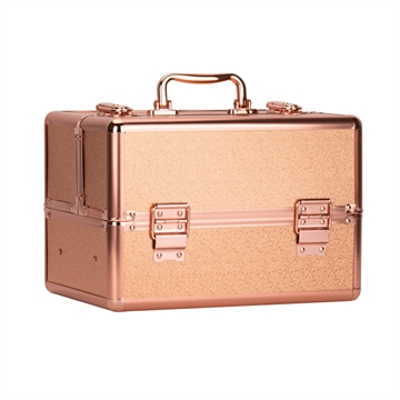 M kosmetisk kuffert i rosa guld til neglelakker og udstyr