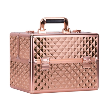 XL kosmetisk kuffert i rose guld med stor mønster til neglelakker og udstyr