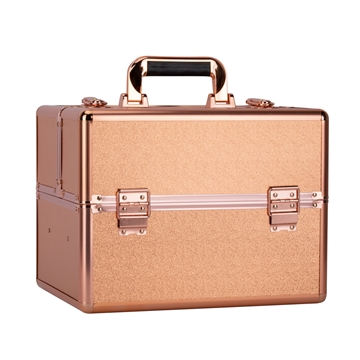 XL kosmetisk kuffert i rose guld til neglelakker og udstyr