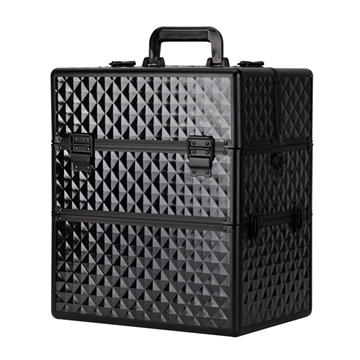 XXL kosmetisk kuffert i sort med stor mønster til neglelakker og udstyr