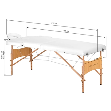 BALANCE 2 SEGMENTET FOLDBAR MASSAGEBRIKS I TRÆ HVID